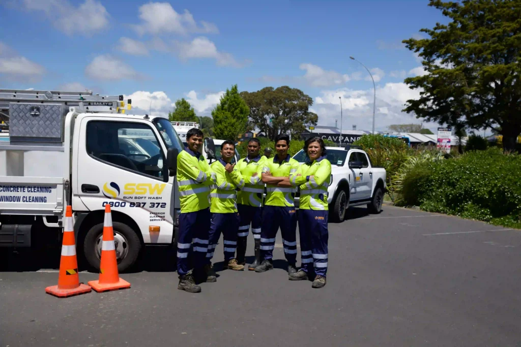 Sun Softwash Hamilton exterior cleaning team. The NZ's trusted exterior cleaning experts team.